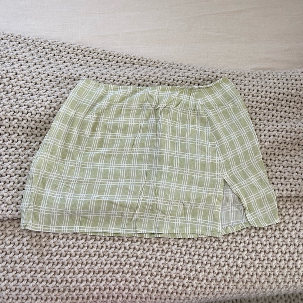 Green mini skirt